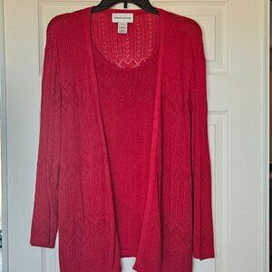 Alfred Dunner Red 2-in-1 Sweater XL NWT Heart Knit Layered Top